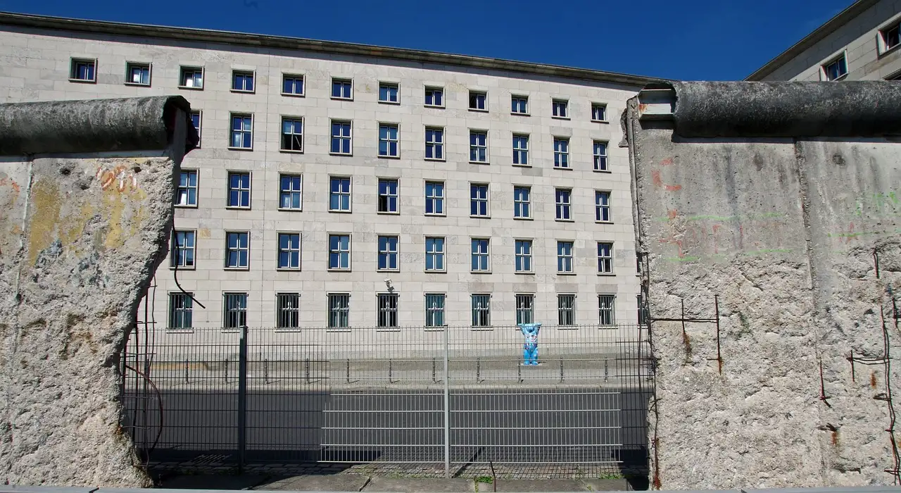 A standing stretch of the Berlin Wall on Niederkirchnerstrasse