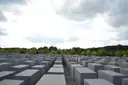 Grey concrete stelae at the Memorial to the Murdered Jews of Europe