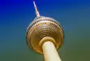 The sphere of the Berlin TV Tower seen from below
