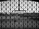 The iron gate at the entrance of the former Dachau concentration camp