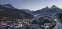 Berchtesgaden at dusk, with the Watzmann and other peaks behind