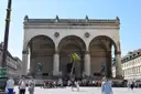 The Feldherrnhalle, a stone hall with three arches, on Odeonsplatz
