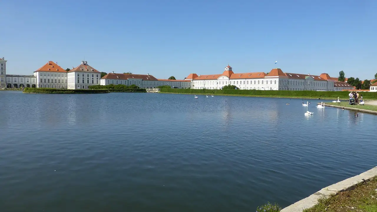 Nymphenburg Palace behind its long canal on a sunny day